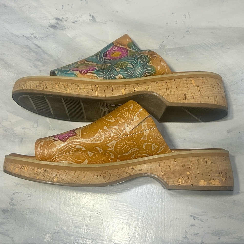 Spring Step L’Artiste Aldina sandals Floral Mules Tan multicolor  EU 40 9